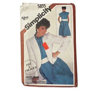 Simplicity 5835 Sewing Pattern Size N 10 12 14 Pullover Dress Unlined Jacket CUT